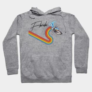 Retro 70s/80s Style Rainbow Surfing Wave Florida Hoodie